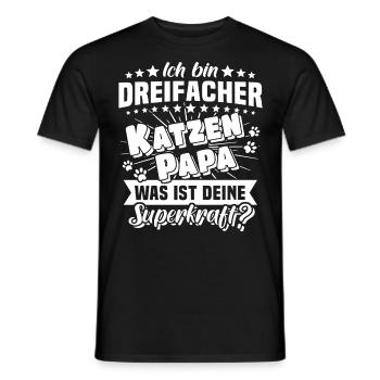 Katze Papa Katzenpapa dreifach - Männer T-Shirt - Schwarz - Vorne - AI Model Male 178 light (178cm)