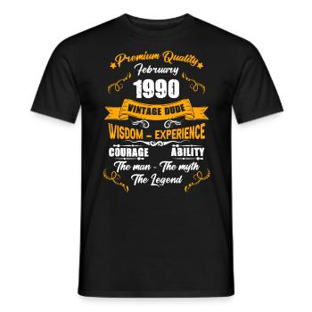 Februar 1990 Vintage Geburtstag Geschenk - Männer T-Shirt - Schwarz - Vorne - AI Model Male 178 light (178cm)