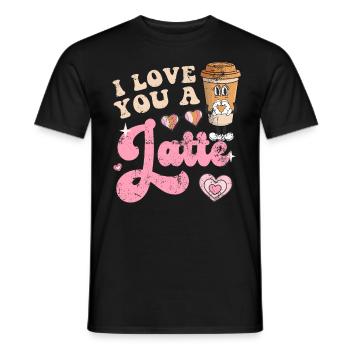 Groovy I Love You A Latte Coffee Lovers Valentine - Männer T-Shirt - Schwarz - Vorne - AI Model Male 178 light (178cm)