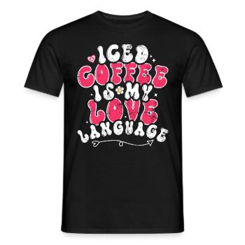 Groovy Iced Coffee Is My Love Language Valentine - Men's T-Shirt - black - Front - AI Model Male 178 light (178cm)