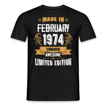 Februar 1974 Vintage Jahrgang Geburtstag - Männer T-Shirt - Schwarz - Vorne - AI Model Male 178 light (178cm)