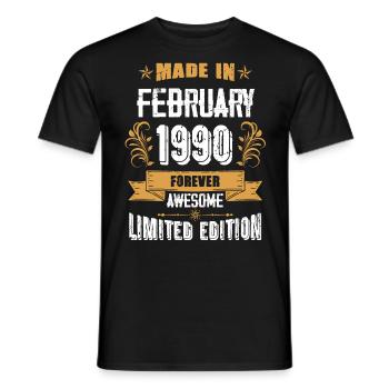 Februar 1990 Vintage Jahrgang Geburtstag - Männer T-Shirt - Schwarz - Vorne - AI Model Male 178 light (178cm)