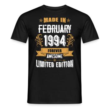 Februar 1994 Vintage Jahrgang Geburtstag - Männer T-Shirt - Schwarz - Vorne - AI Model Male 178 light (178cm)