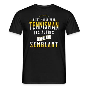 Tennis idée cadeau pour Tennisman passion Sport - T-shirt homme - noir - Devant - AI Model Male 178 light (178cm)