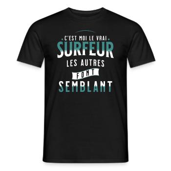 Surf Idée Cadeau Pour Surfeur Citation Humour - T-shirt homme - noir - Devant - AI Model Male 178 light (178cm)