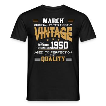 Vintage Aged To Perfection March 1950 - Männer T-Shirt - Schwarz - Vorne - AI Model Male 178 light (178cm)