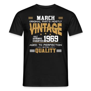 Vintage Aged To Perfection March 1969 - Männer T-Shirt - Schwarz - Vorne - AI Model Male 178 light (178cm)
