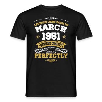Vintage Aged To Perfection March 1951 - Men's T-Shirt - black - Front - AI Model Male 178 light (178cm)