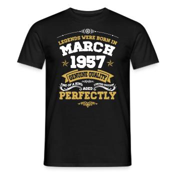 Vintage Aged To Perfection March 1957 - Men's T-Shirt - black - Front - AI Model Male 178 light (178cm)