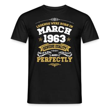 Vintage Aged To Perfection March 1963 - Men's T-Shirt - black - Front - AI Model Male 178 light (178cm)