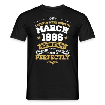 Vintage Aged To Perfection March 1986 - Männer T-Shirt - Schwarz - Vorne - AI Model Male 178 light (178cm)