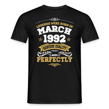 Vintage Aged To Perfection March 1992 - Men's T-Shirt - black - Front - AI Model Male 178 light (178cm)