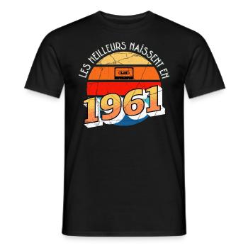 1961 Cadeau Pour anniversaire année de naissance - T-shirt homme - noir - Devant - AI Model Male 178 light (178cm)