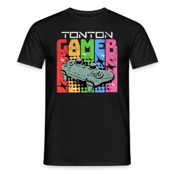 Tonton Gamer Cadeau Gaming Vintage Jeux Vidéo Geek - T-shirt homme - noir - Devant - AI Model Male 178 light (178cm)
