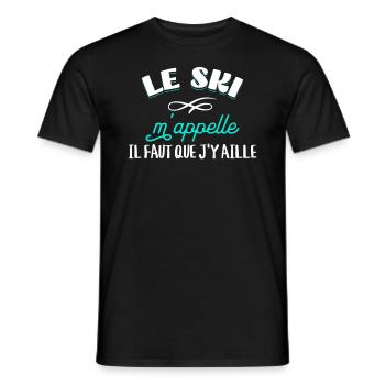 Ski Cadeau pour Sport d'Hiver Snow Drôle Rigolo - T-shirt homme - noir - Devant - AI Model Male 178 light (178cm)
