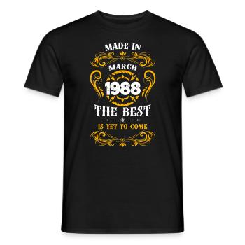 Fabriqué en mars 1988 Le meilleur - T-shirt homme - noir - Devant - AI Model Male 178 light (178cm)