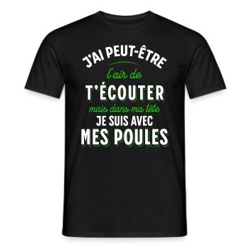 Poules Cadeau Humour Potager Citation Jardin Drôle - T-shirt homme - noir - Devant - AI Model Male 178 light (178cm)