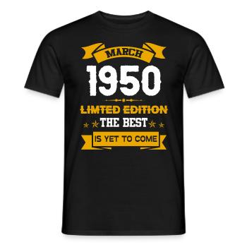 März 1950 Geburtstagsgeschenk - Männer T-Shirt - Schwarz - Vorne - AI Model Male 178 light (178cm)