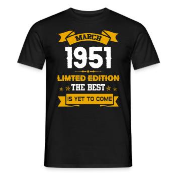 März 1951 Geburtstagsgeschenk - Männer T-Shirt - Schwarz - Vorne - AI Model Male 178 light (178cm)