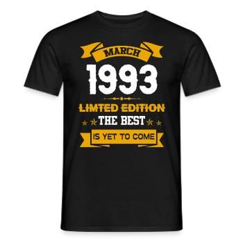März 1993 Geburtstagsgeschenk - Männer T-Shirt - Schwarz - Vorne - AI Model Male 178 light (178cm)