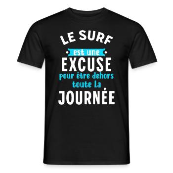Surf Cadeau Pour Surfeur Citation Humour Rigolo - T-shirt homme - noir - Devant - AI Model Male 178 light (178cm)
