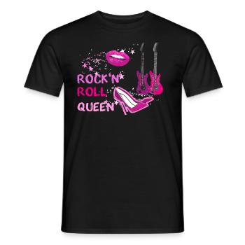 Rock n Roll Queen, Rock, , Rétro,Stars,Vintage - T-shirt homme - noir - Devant - AI Model Male 178 light (178cm)