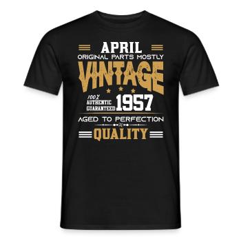 Vintage Aged To Perfection April 1957 - Men's T-Shirt - black - Front - AI Model Male 178 light (178cm)