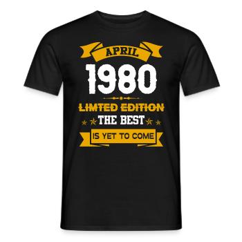 April 1980 Geburtstagsgeschenk - Männer T-Shirt - Schwarz - Vorne - AI Model Male 178 light (178cm)