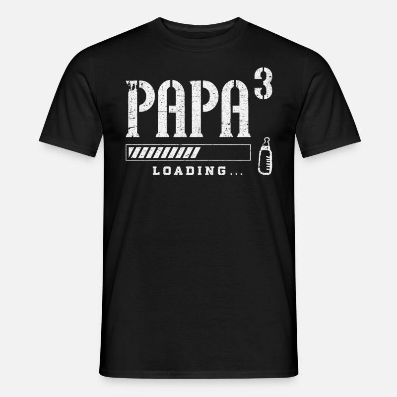 Werdender Papa, drittes Kind, Papa hoch 3 loading - Männer T-Shirt - Schwarz