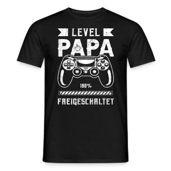 Frischgebackener Papa, Gaming, Level Papa - Männer T-Shirt - Schwarz - Vorne - AI Model Male 178 light (178cm)