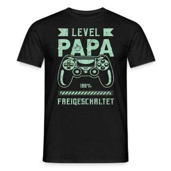 Für Papa zur Geburt, Level Papa, Game Controller - Männer T-Shirt - Schwarz - Vorne - AI Model Male 178 light (178cm)