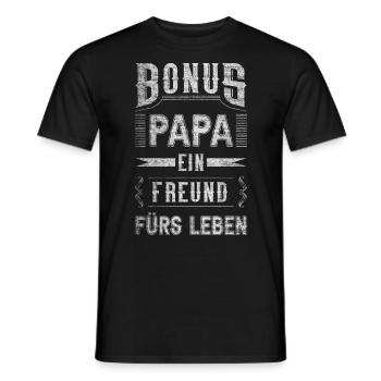 Bonus Papa Spruch, klassischer Vintage-Look - Männer T-Shirt - Schwarz - Vorne - AI Model Male 178 light (178cm)