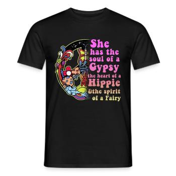 Hippie - Männer T-Shirt - Schwarz - Vorne - AI Model Male 178 light (178cm)