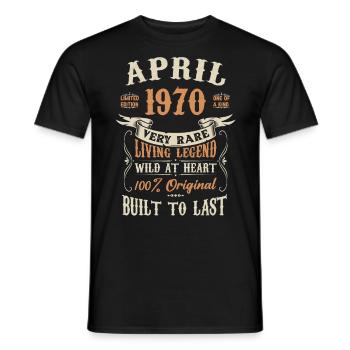 Cadeau d’anniversaire d’avril 1970 - T-shirt homme - noir - Devant - AI Model Male 178 light (178cm)