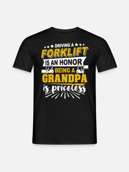 Gabelstapler Opa Staplerfahrer - Männer T-Shirt - Schwarz
