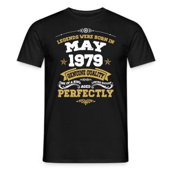 Vintage Aged To Perfection May 1979 - Men's T-Shirt - black - Front - AI Model Male 178 light (178cm)