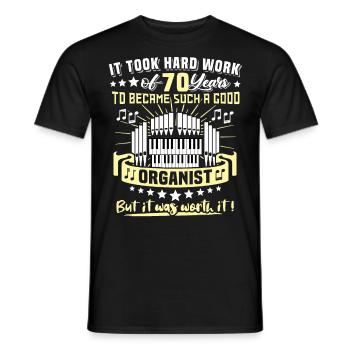 Organist 70th Birthday 70 Years Organist - Men's T-Shirt - black - Front - AI Model Male 178 light (178cm)