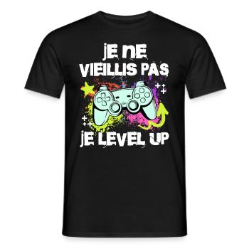 Papa Gamer Cadeau Gaming Vintage Jeux Vidéo Geek - T-shirt homme - noir - Devant - AI Model Male 178 light (178cm)