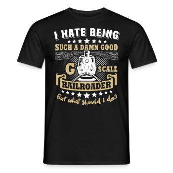 Gartenbahn Modelleisenbahn Spur G - Männer T-Shirt - Schwarz - Vorne - AI Model Male 178 light (178cm)