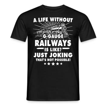 Chemin de fer miniature de jardin Voie G - T-shirt homme - noir - Devant - AI Model Male 178 light (178cm)