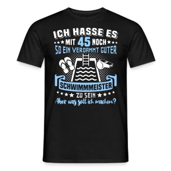 Schwimmmeister 45. Geburtstag 45 Jahre Bademeister - Männer T-Shirt - Schwarz - Vorne - AI Model Male 178 light (178cm)