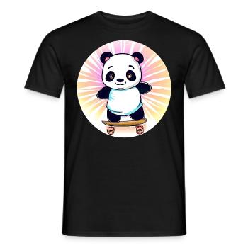 Skateboard panda in sunset - Men's T-Shirt - black - Front - AI Model Male 178 light (178cm)