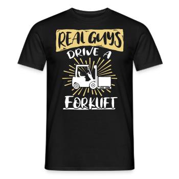 Chariot élévateur à fourche - T-shirt homme - noir - Devant - AI Model Male 178 light (178cm)