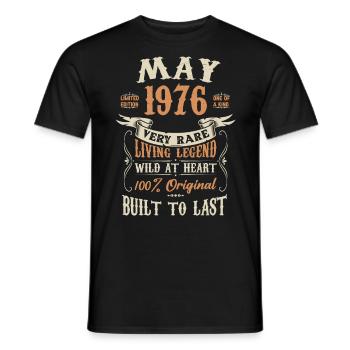 Mai 1976 Cadeau d’anniversaire - T-shirt homme - noir - Devant - AI Model Male 178 light (178cm)