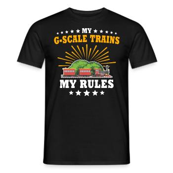 Gartenbahn Regeln Garteneisenbahn Spur G - Männer T-Shirt - Schwarz - Vorne - AI Model Male 178 light (178cm)
