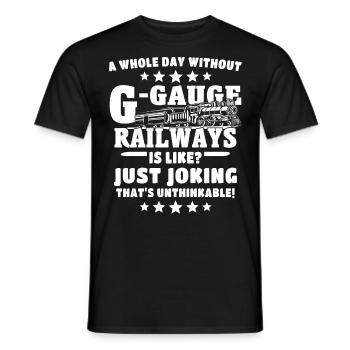 Spur G Modelleisenbahn Gartenbahn - Männer T-Shirt - Schwarz - Vorne - AI Model Male 178 light (178cm)