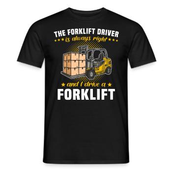 Le chariot élévateur est le conducteur de chariot élévateur droit - T-shirt homme - noir - Devant - AI Model Male 178 light (178cm)