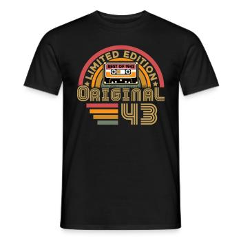 1943 Vintage Original 1943 Birthday Gift - Men's T-Shirt - black - Front - AI Model Male 178 light (178cm)