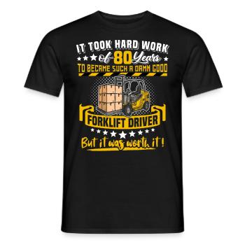 Staplerfahrer 80. Geburtstag 80 Jahre Stapler - Männer T-Shirt - Schwarz - Vorne - AI Model Male 178 light (178cm)