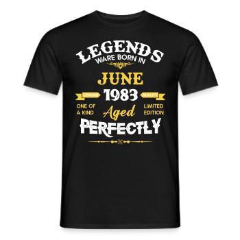 Vintage Vieilli à la perfection Juin 1983 - T-shirt homme - noir - Devant - AI Model Male 178 light (178cm)